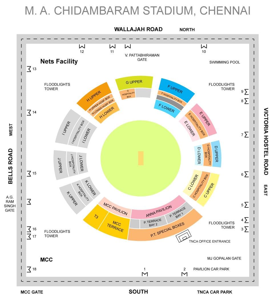 Chepauk stadium تخطيط خريطة
